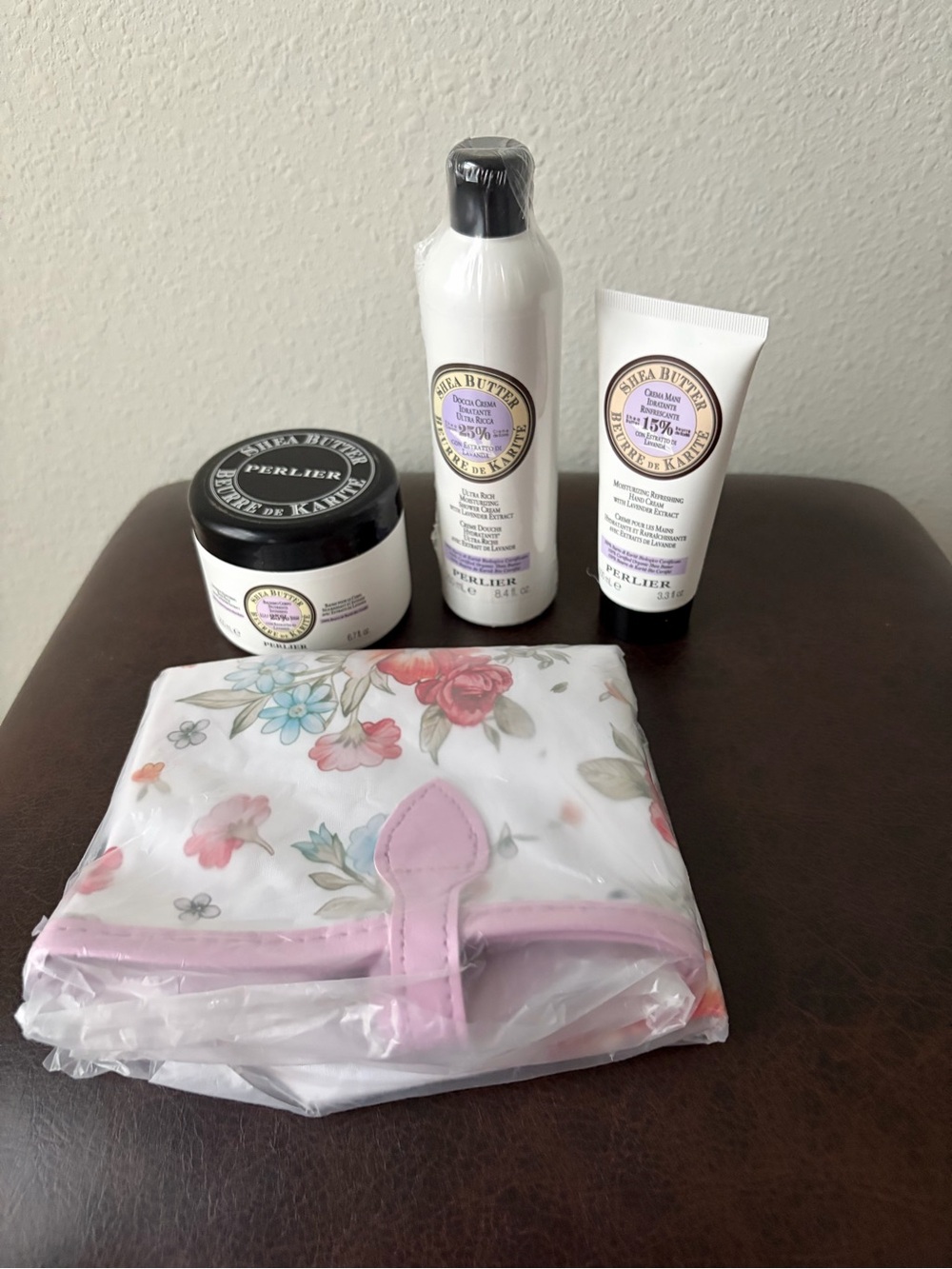 Perlier 3-piece Shea and Lavender Bath & Body Set with Tote SEALED